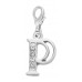 Handmade Personalised Letter P Clip On Charm with Rhinestones